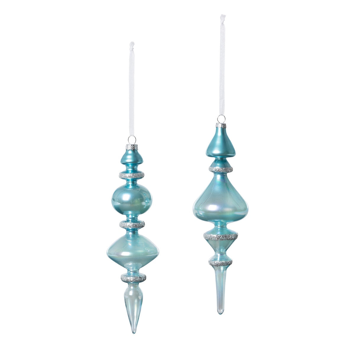 Northern Sky Blue Glass Finial Ornament, 2 Assorted Styles style shot 1