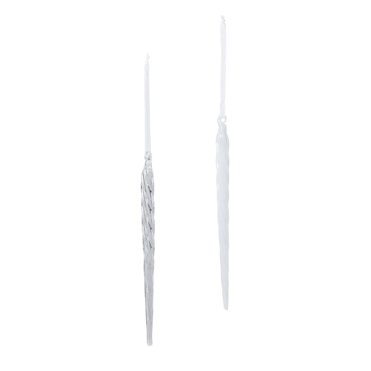 Blown Glass Clear/Frost Icicles, 9", 2 Assorted Styles style shot 1