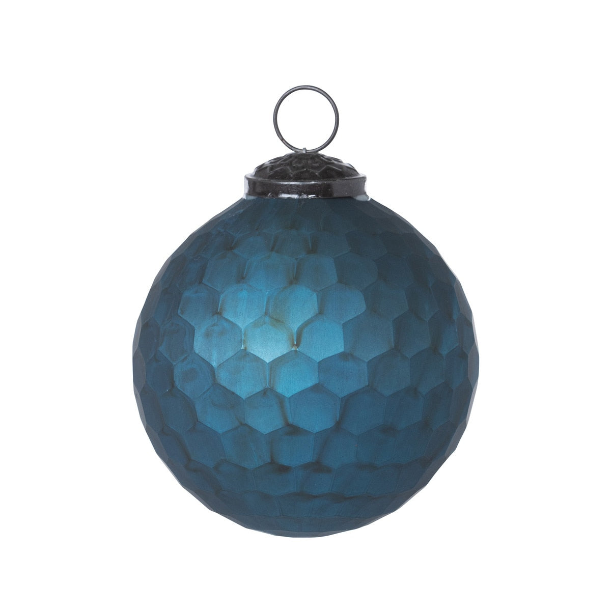 Honeycomb Pattern Glass Ball Ornament,  Cobalt Blue style shot 1