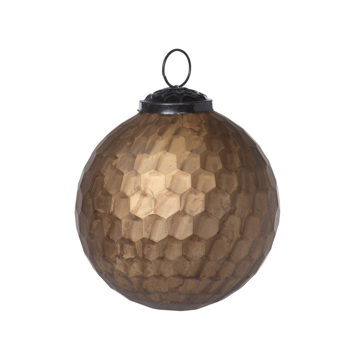 Honeycomb Pattern Glass Ball Ornament, Bronze style shot 1