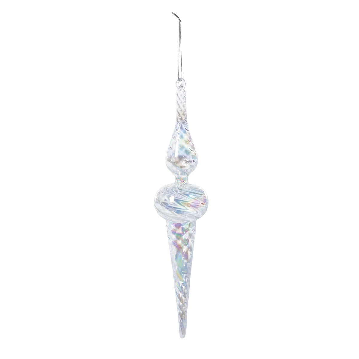 Icy Crystal Swirl Glass Finial Ornament, 13 in. style shot 1