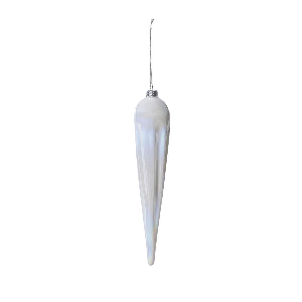 Frosty Pearl Glass Icicle Ornament, 10 in. style shot 1