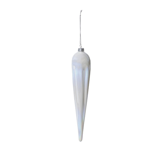 Frosty Pearl Glass Icicle Ornament, 10 in. style shot 1