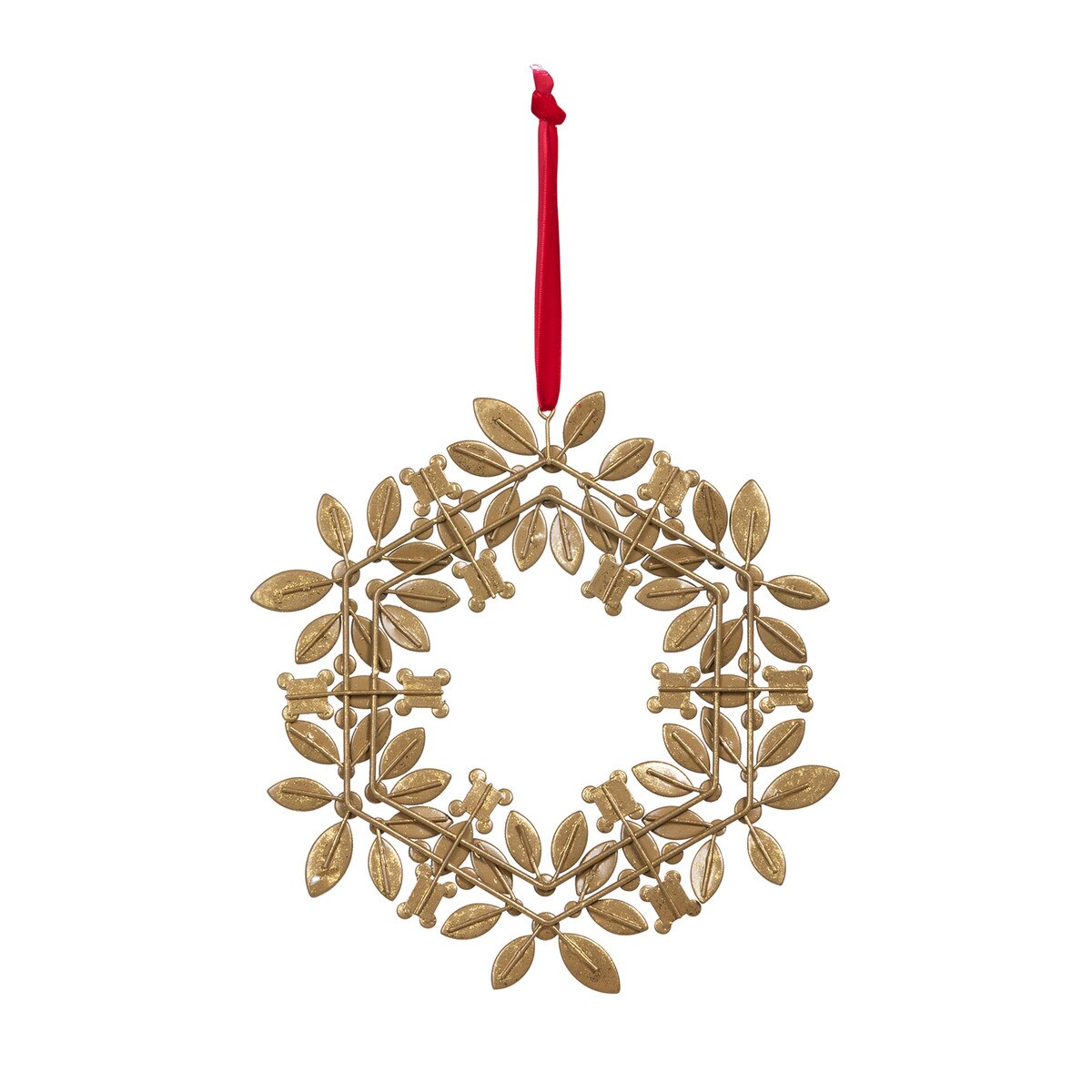 Poinsettia and Holly Gem Wreath Ornament style shot 2