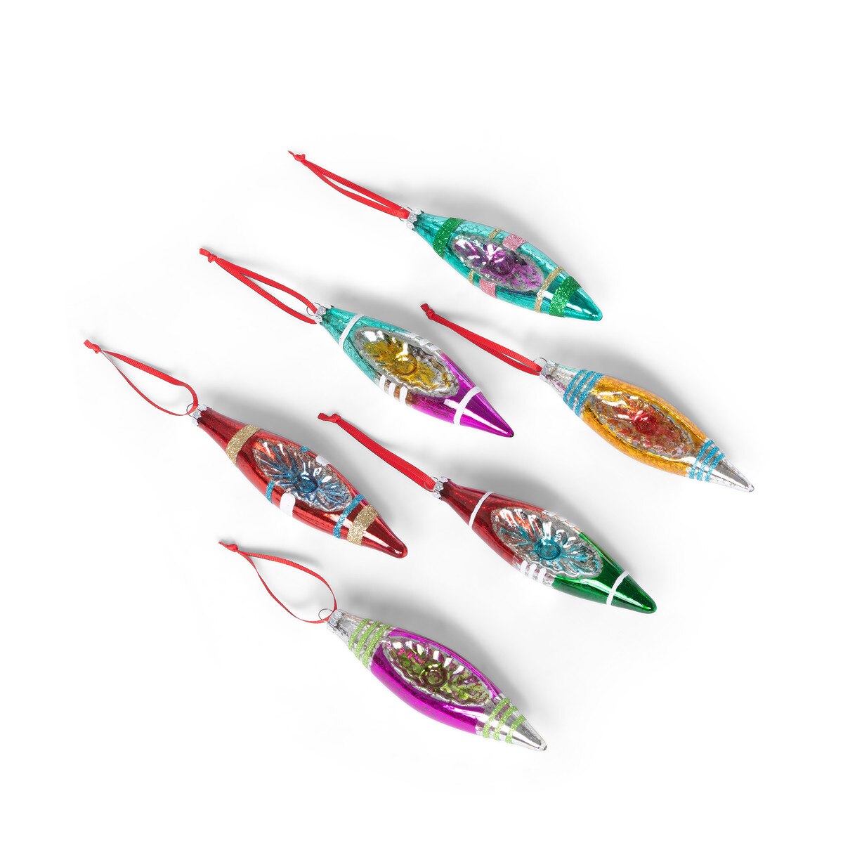 Reflector Glass Finial Boxed Ornament Set, Boxed Set of 6 style shot 1