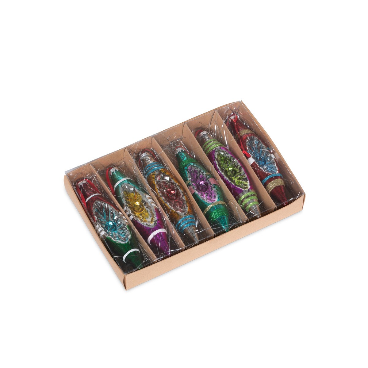Reflector Glass Finial Boxed Ornament Set, Boxed Set of 6 style shot 2