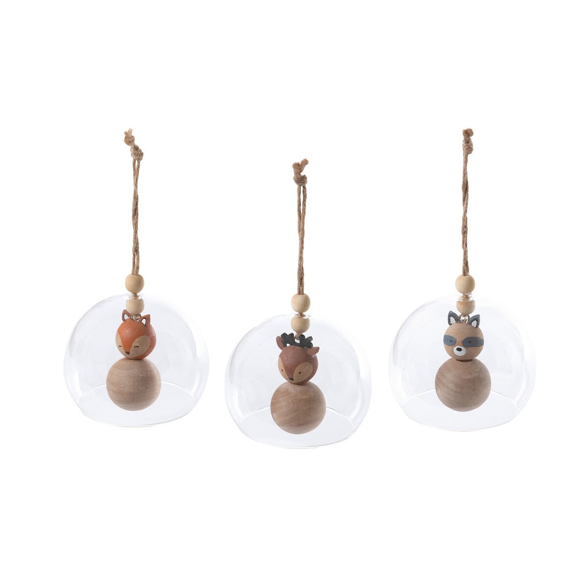 Wood Deer in Glass Ball Ornament, 3 Assorted Styles style shot 1
