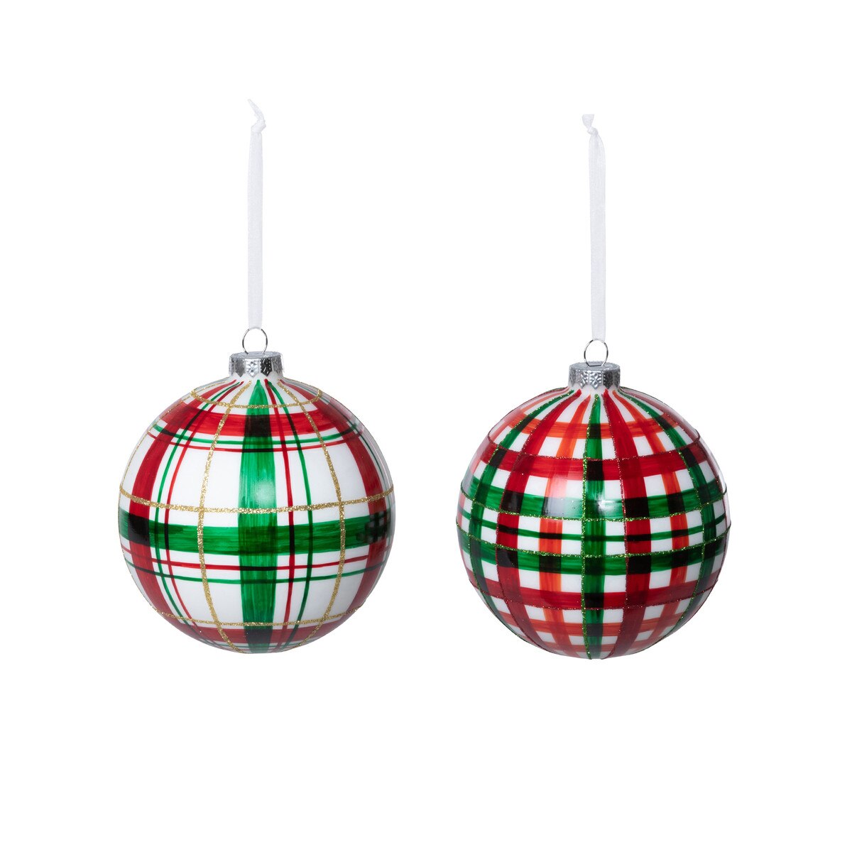 Tartan Plaid Glass Ball Ornament, 2 Assorted Styles style shot 1