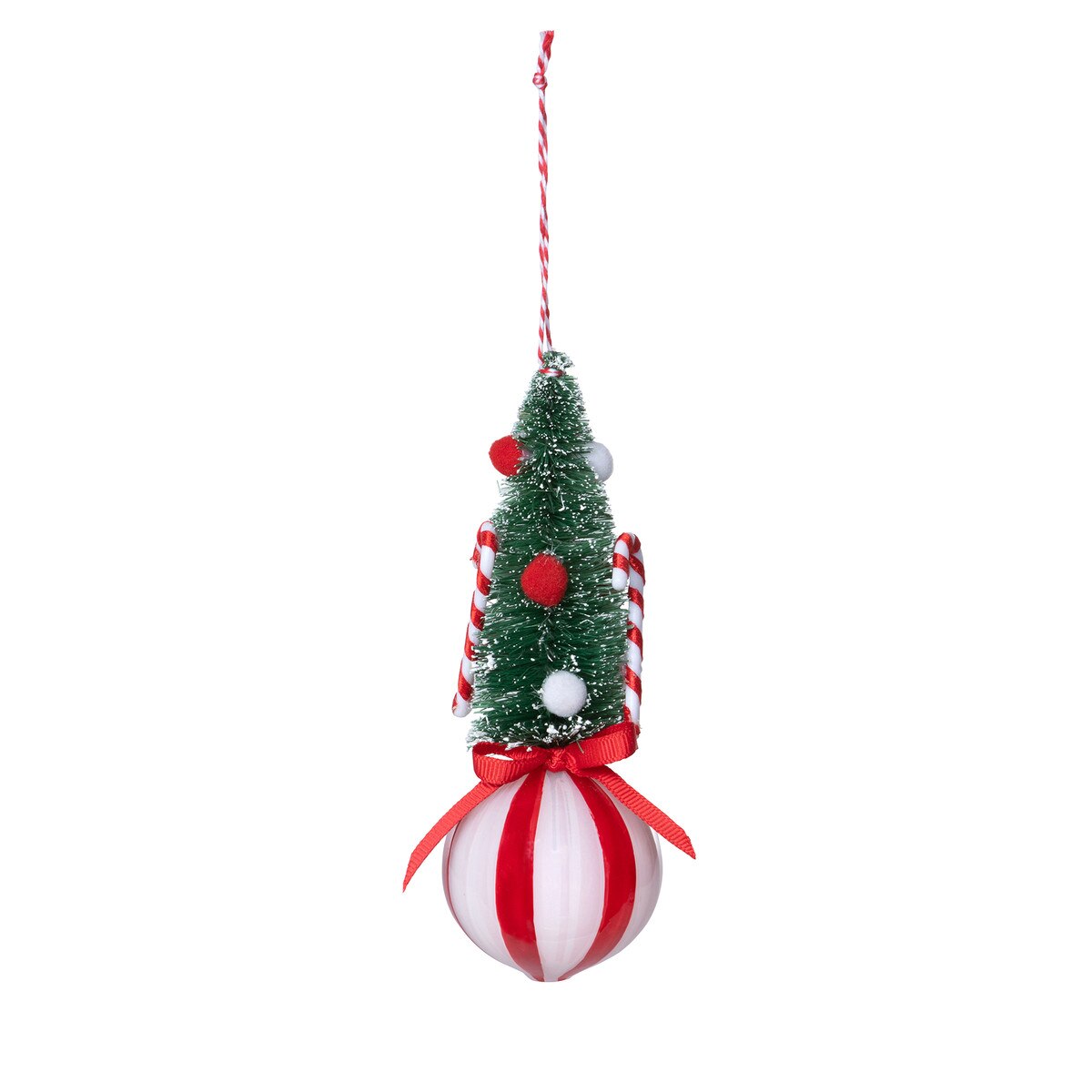 Sisal Tree on Peppermint Ball Ornament style shot 1
