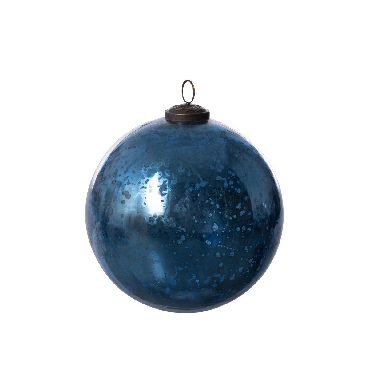 Antique Shiny Blue Glass Ball Ornament, Extra Large style shot 1