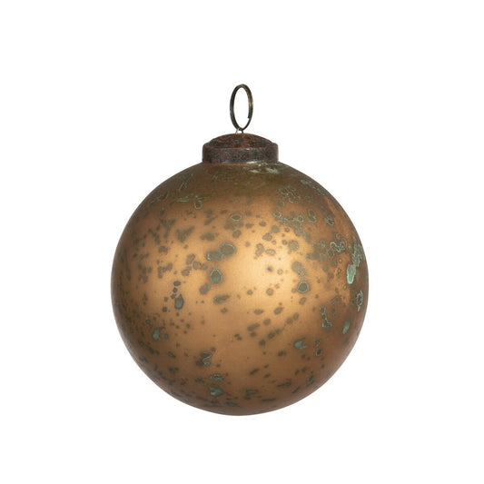Marbled Bronze Glass Ball Ornament, 4" style shot 1