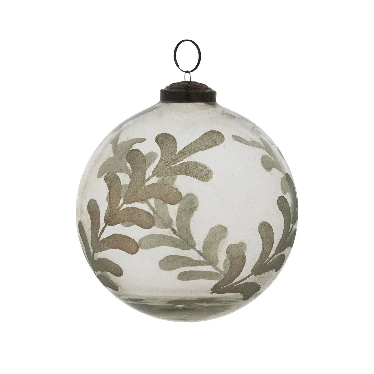 Etched Vine Pattern Glass Ball Ornament, 5" style shot 1