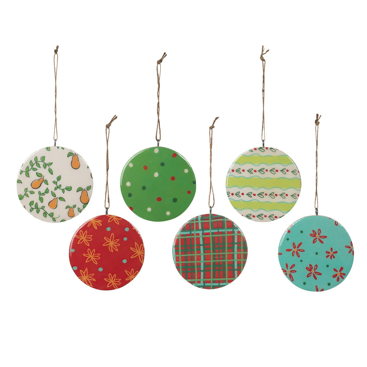12 Days of Christmas Wooden Disk Ornaments, 6 Assorted Styles style shot 1
