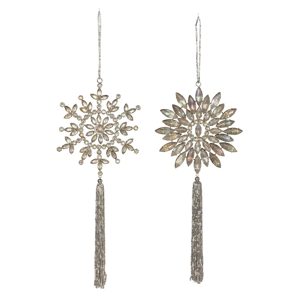 Opal Gem Snowflake with Tassel Ornament, 2 Assorted Styles style shot 1