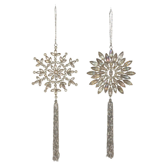 Opal Gem Snowflake with Tassel Ornament, 2 Assorted Styles style shot 1