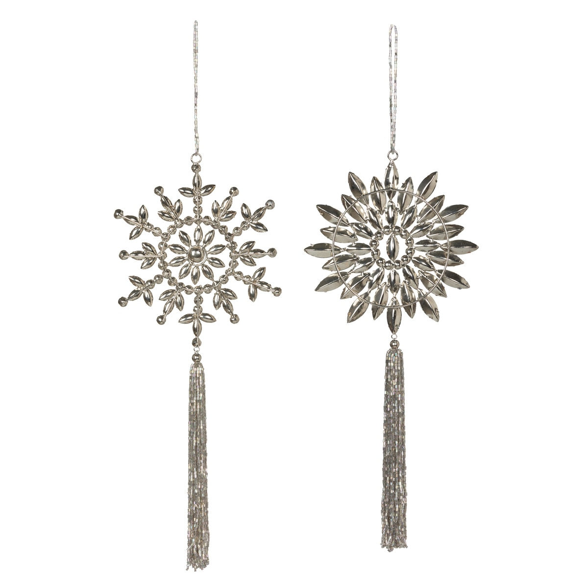 Opal Gem Snowflake with Tassel Ornament, 2 Assorted Styles style shot 2