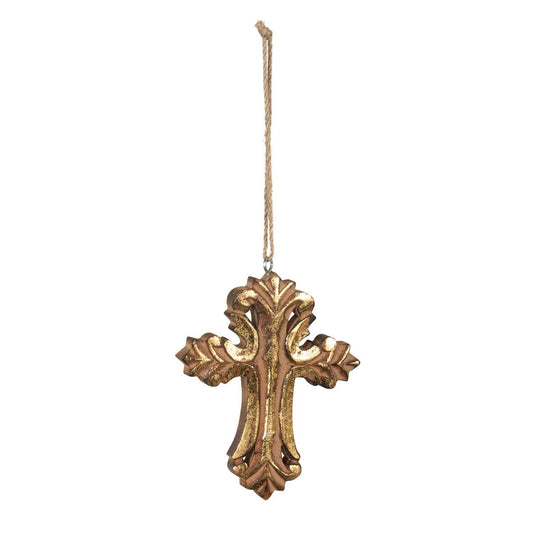 Gilded Wood Carved Cross Ornament style shot 1