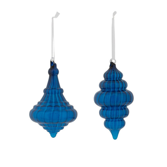 Chinese Lantern Sapphire Blue Glass Ornament, 2 Assorted Styles style shot 1