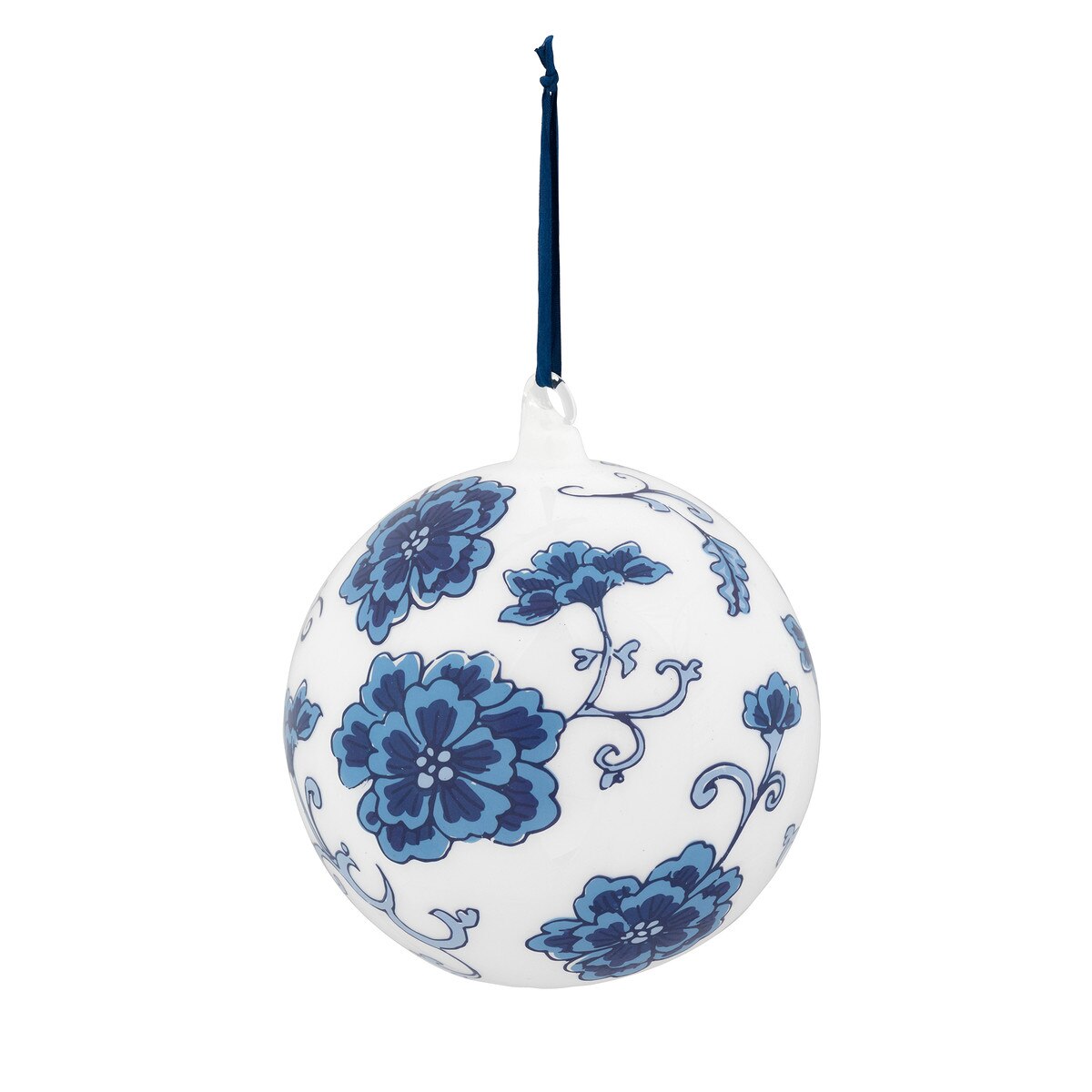 Peony Pattern Glass Ball Ornament, 6" style shot 1