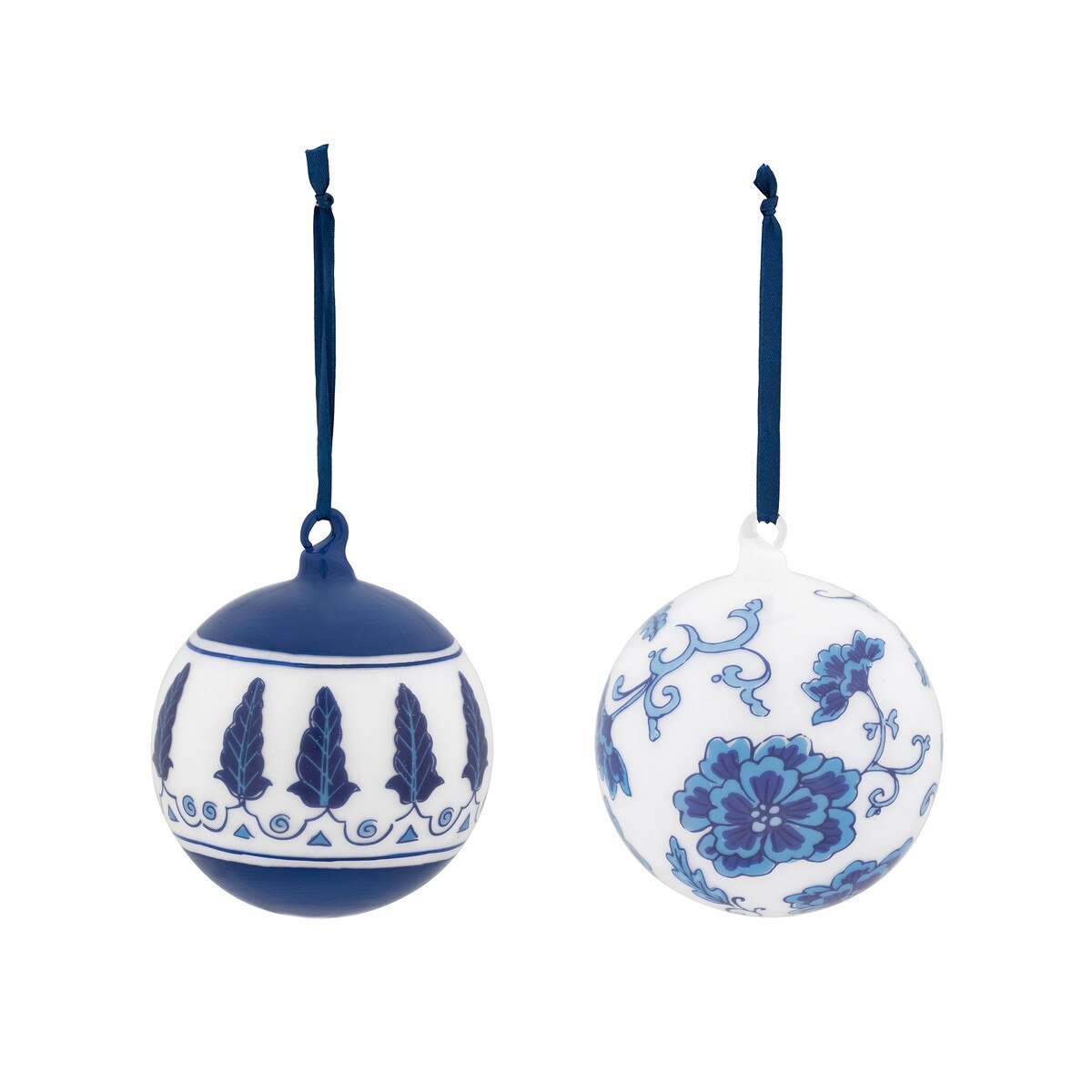 Chinoiserie Peony/Feathers Glass Ball Ornament, 2 Assorted Styles style shot 1