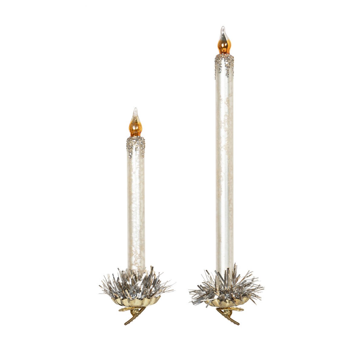 Frosted Ivory Glass Taper Candle Clip-on Ornament, Set of 2 style shot 1