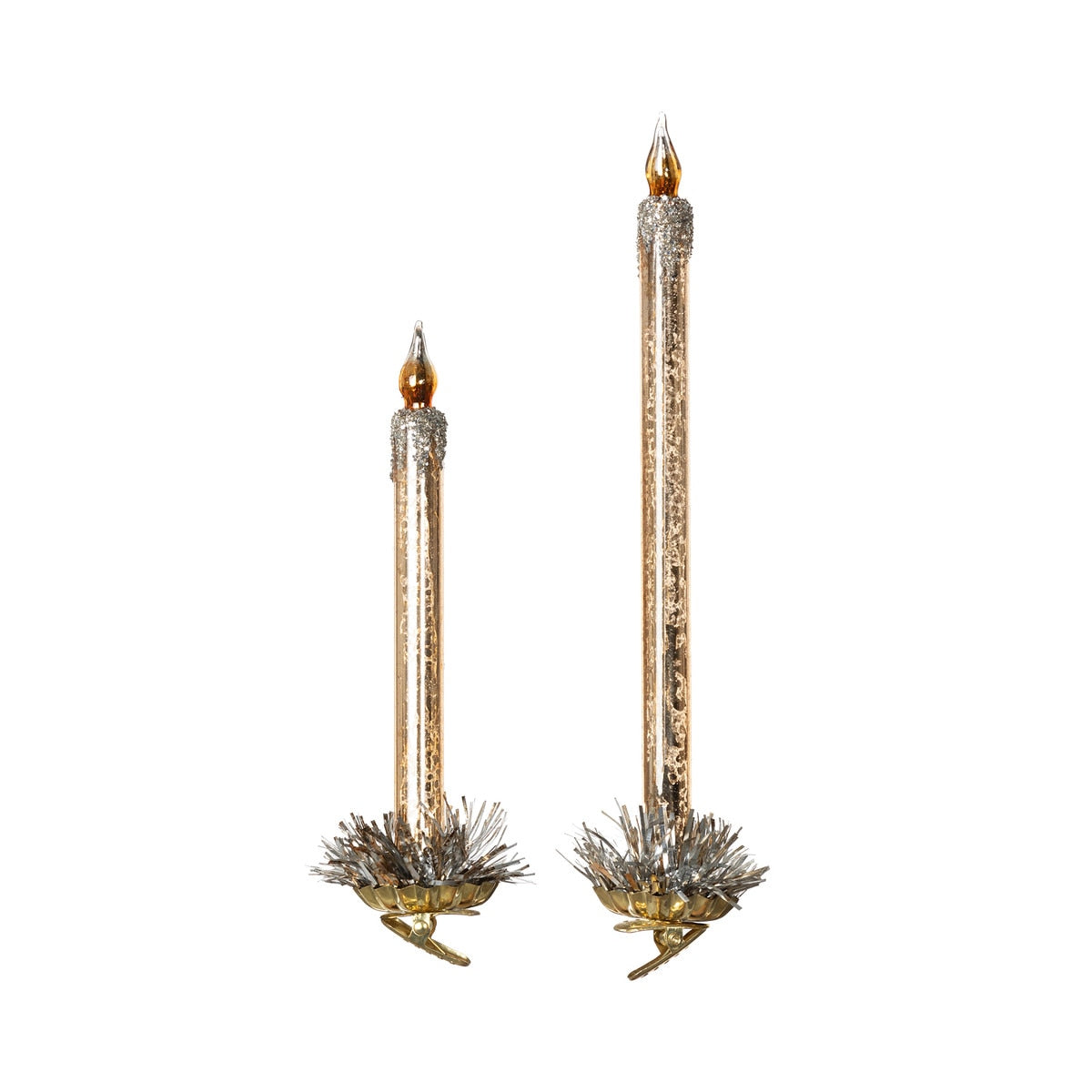 Frosted Gold Glass Taper Candle Clip-on Ornament, Set of 2 style shot 1