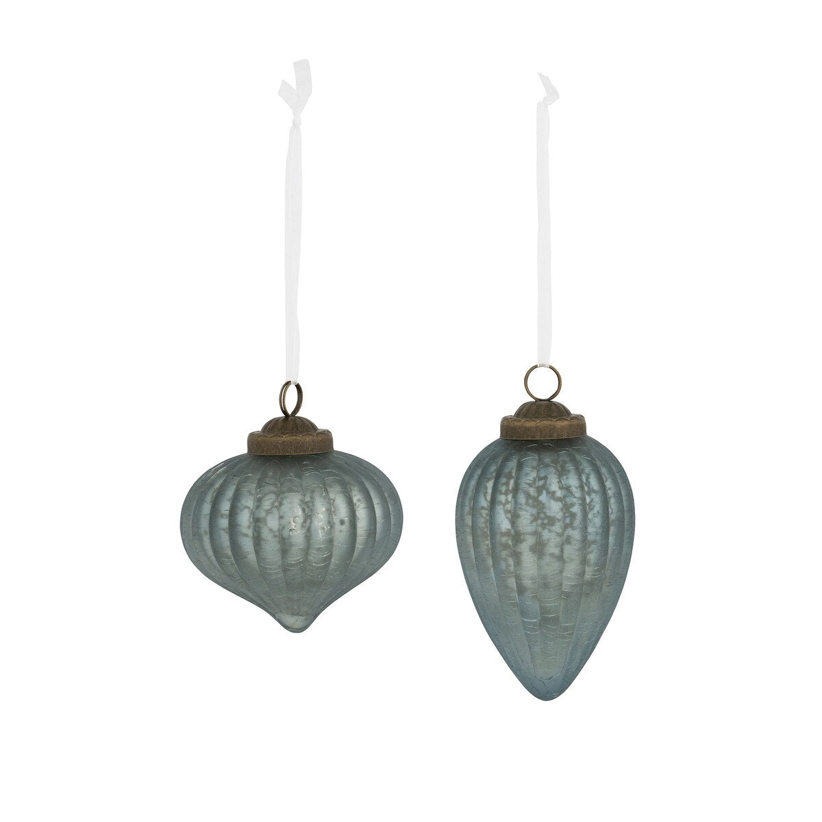 Antique Blue Striated Glass Onion/Drop Ornament, 2 Assorted Styles style shot 1