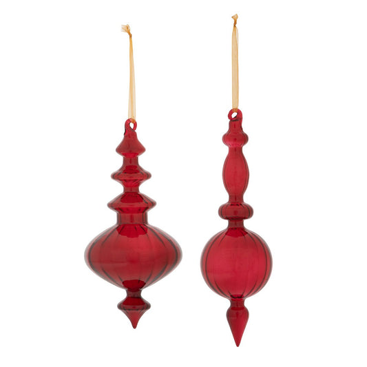 Ruby Swirled Glass Finial Ornament, 2 Assorted Styles style shot 1