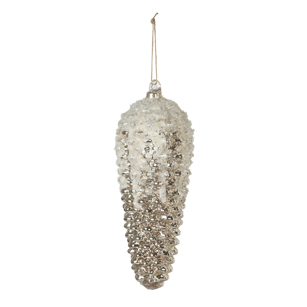 Snowy Frosted Pine Cone Ornament, 12" style shot 1