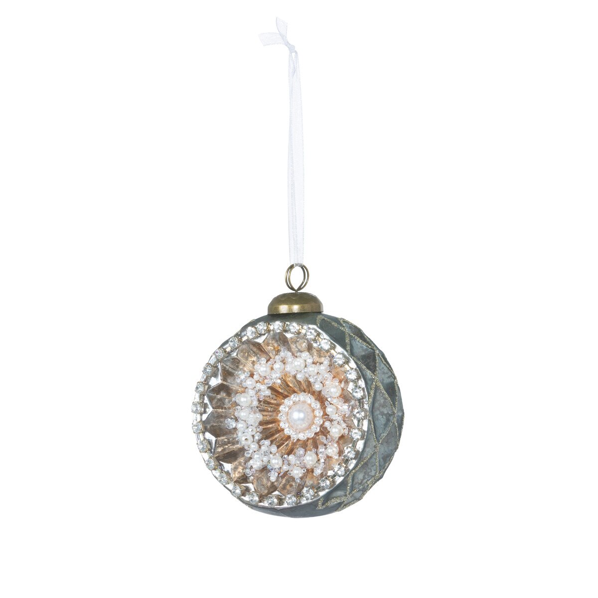 Pearl Encrusted Glass Ornament, Antique Blue style shot 1