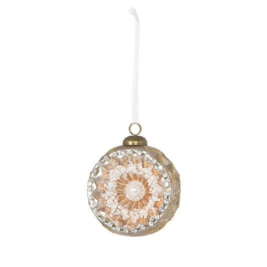 Pearl Encrusted Glass Ornament, Champagne style shot 1