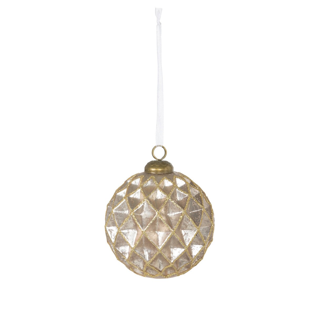 Pearl Encrusted Glass Ornament, Champagne style shot 2