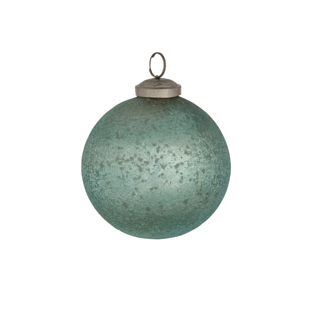 Frosty Blue Glass Ball Ornament, 4" style shot 1