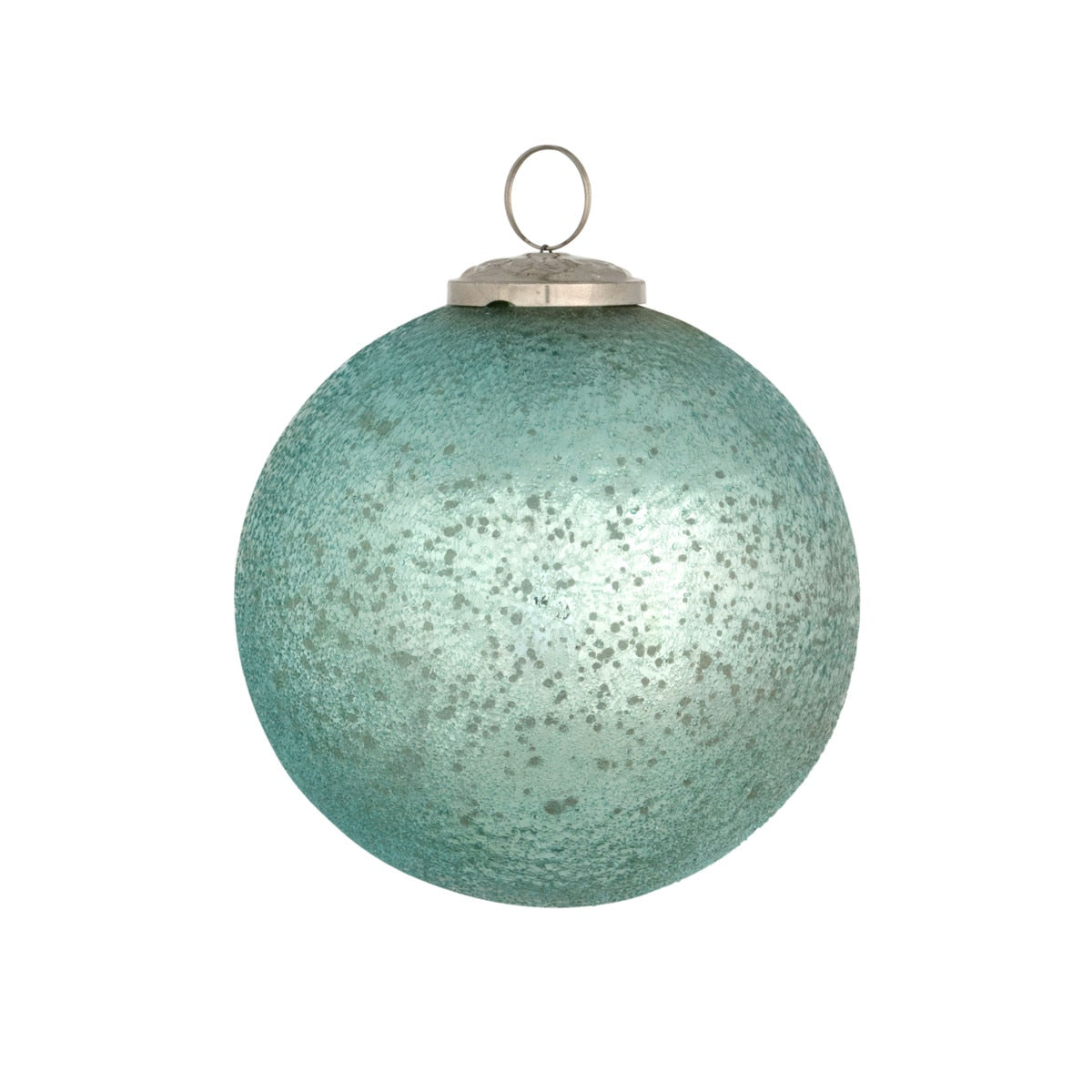 Frosty Blue Glass Ball Ornament, 5" style shot 1