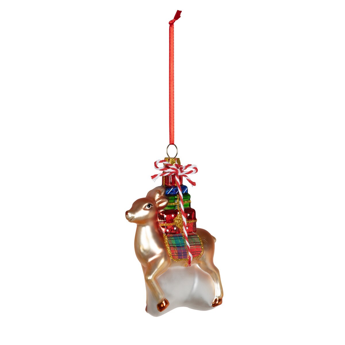 Retro Festive Reindeer Glass Ornament style shot 1