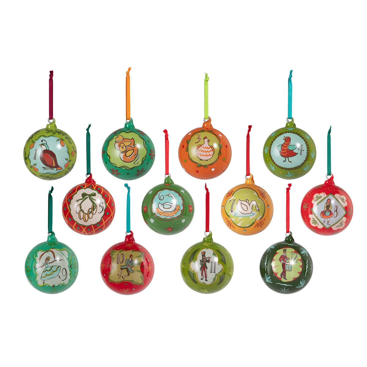 12 Days of Christmas Glass Ball Ornaments, Boxed Set of 12 style shot 1