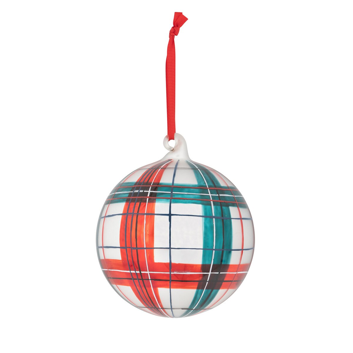 Hand Painted Glen Plaid Glass Ball Ornament style shot 1