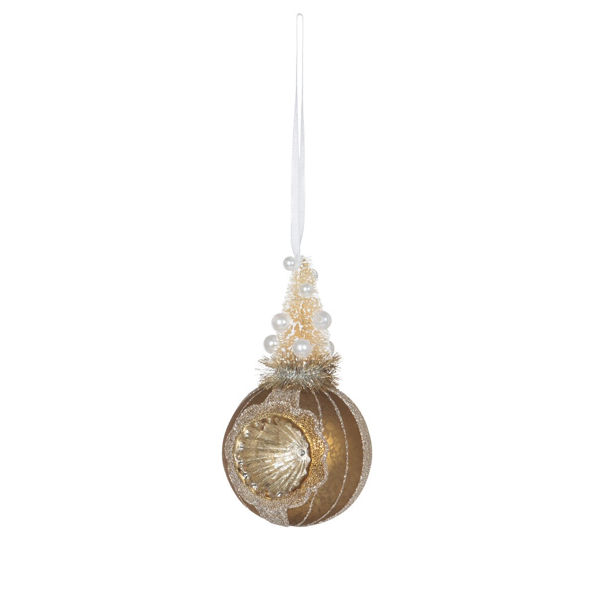Frosted Sisal Tree on Reflector Ball, Gold style shot 1