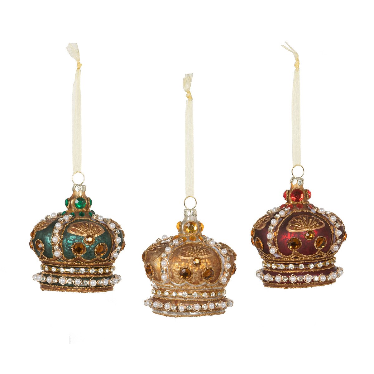 Jeweled Coronet Glass Ornament, 3 Assorted Styles style shot 1