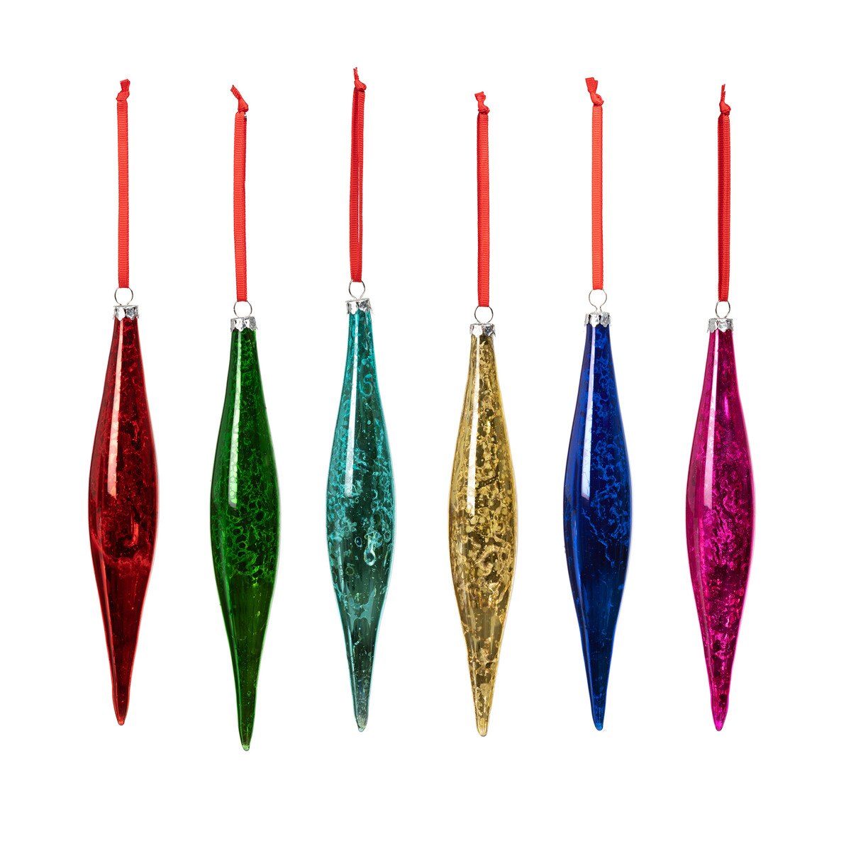 Multi Colored Glass Drop Ornament, Boxed Set of 6 style shot 1