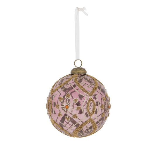 Antique Rose Bead Encrusted Glass Ornament style shot 1