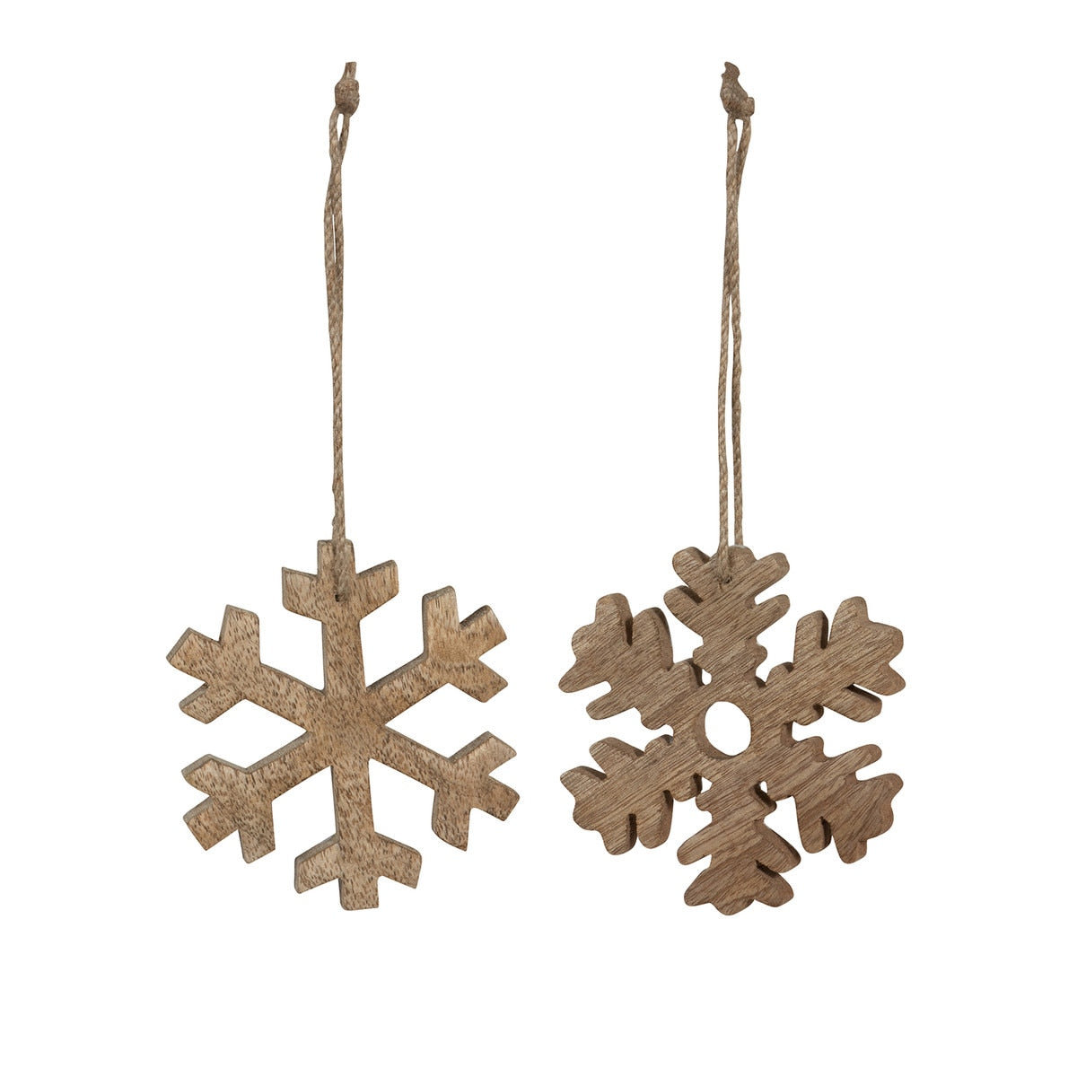 Wood Enamel Snowflake Ornament, White, 2 Assorted Styles style shot 2