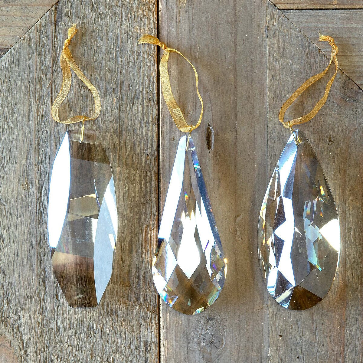 Faceted Elongated Crystal Gem Ornaments, 3 Assorted Styles
