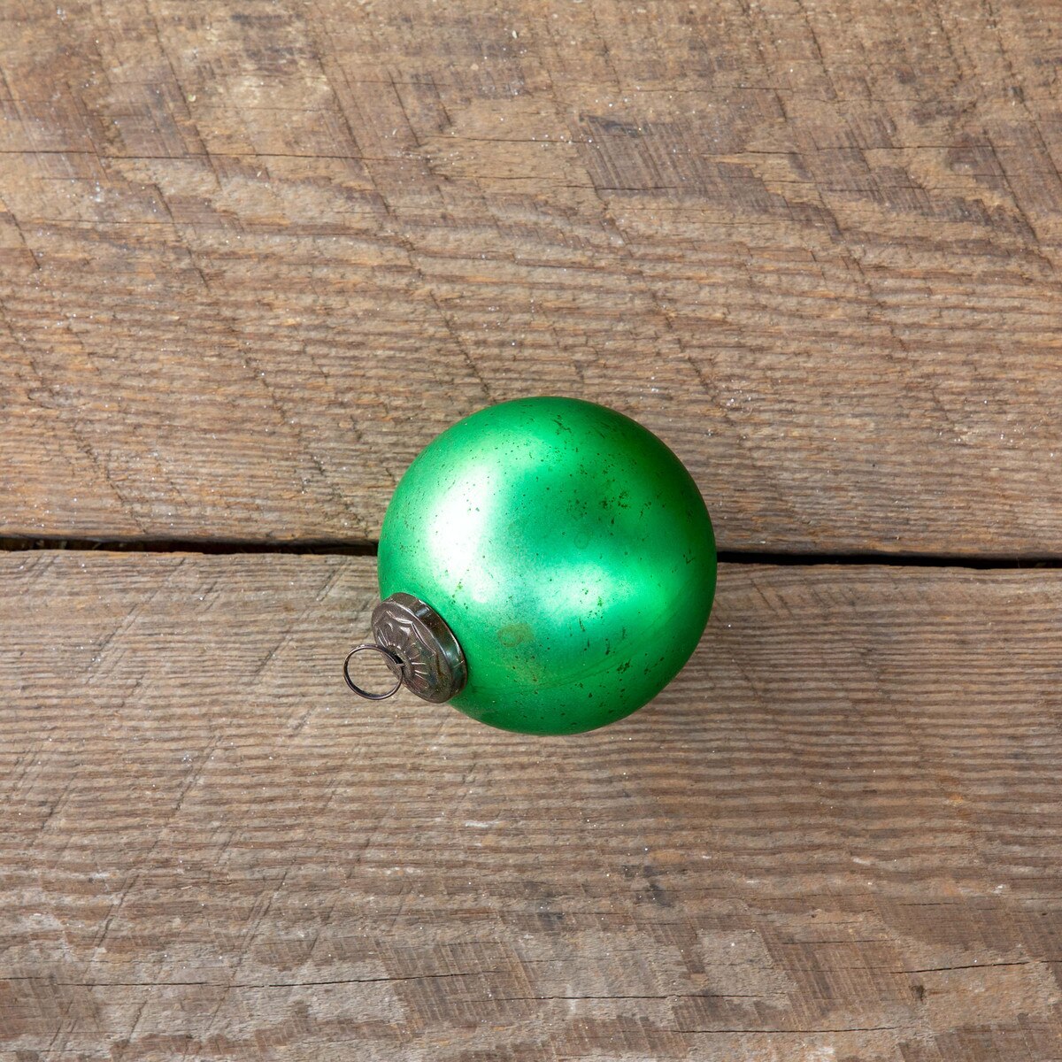 Antique Matte Emerald Glass Ball Ornament, Medium