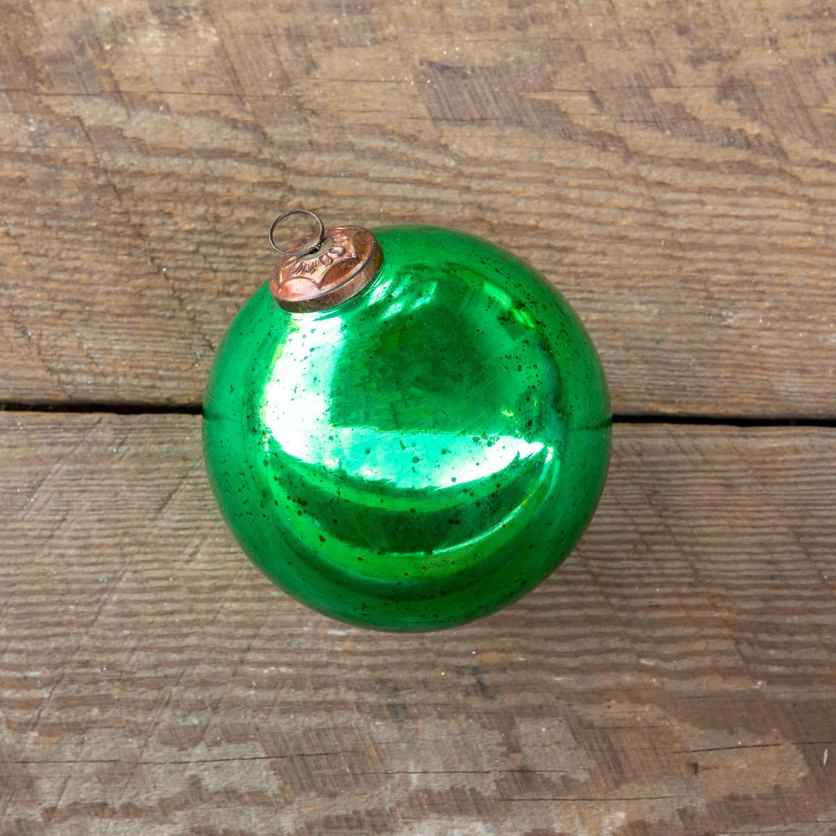 Antique Shiny Emerald Glass Ball Ornament, Extra-Large