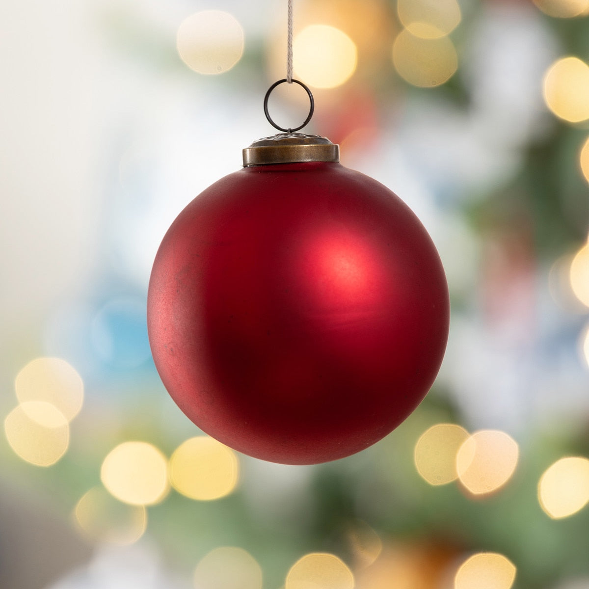 Antique Matte Ruby Glass Ball Ornament, Medium