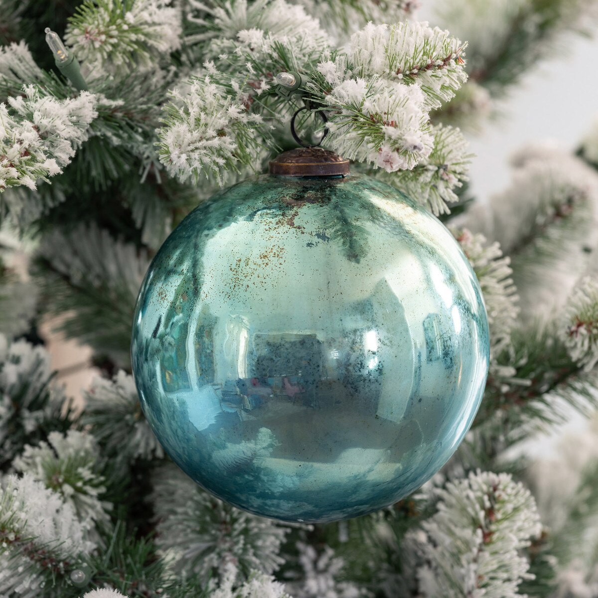 Antique Shiny Blue Kyanite Glass Ball Ornament, Extra-Large style shot 2