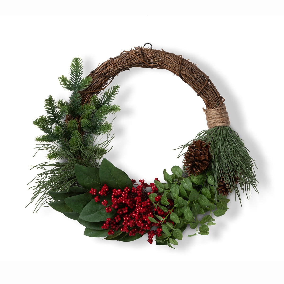 Winter Foliage and Berry Layered Vine Wreath style shot 1