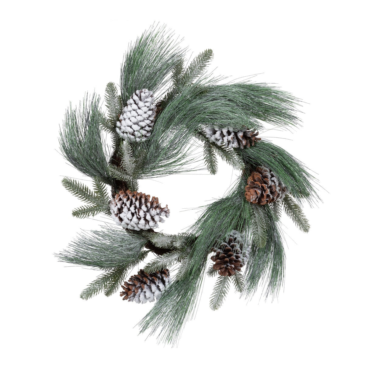 Frosted White Pine and Pine Cone Wreath style shot 1