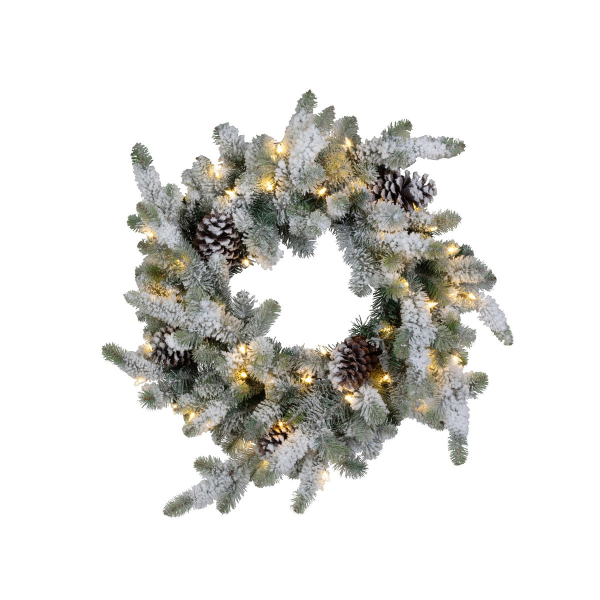 Blue Spruce Wreath with LED Lights, Large with Snow style shot 1